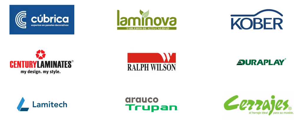 algunas marcas que vendemos son kober, cúbrica, laminova, century laminates, ralph wilson, duraplay, lamitech, arauco trupan y cerrajes